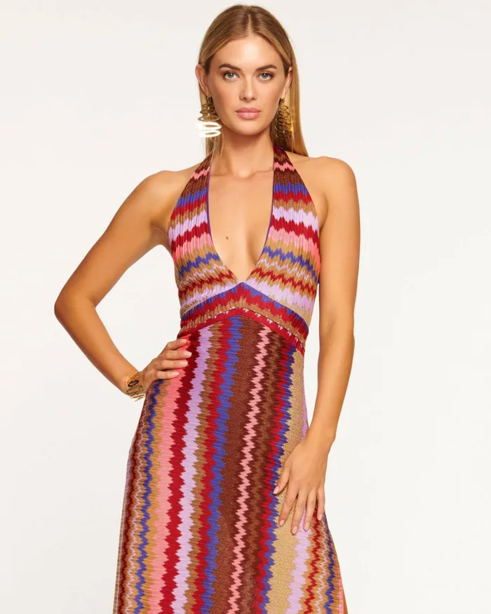 Women Harlee Halter Maxi Dress Holiday Chevron Ramy Brook Dresses
