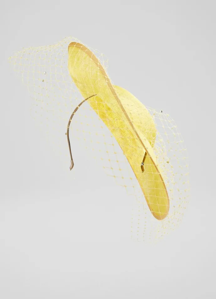 Women Hats and Fascinators LKBennett Annalise Lemon Mesh Wide Brim Fascinator Women Hats and Fascinators LKBennett Annalise Lemon Mesh Wide Brim Fascinator