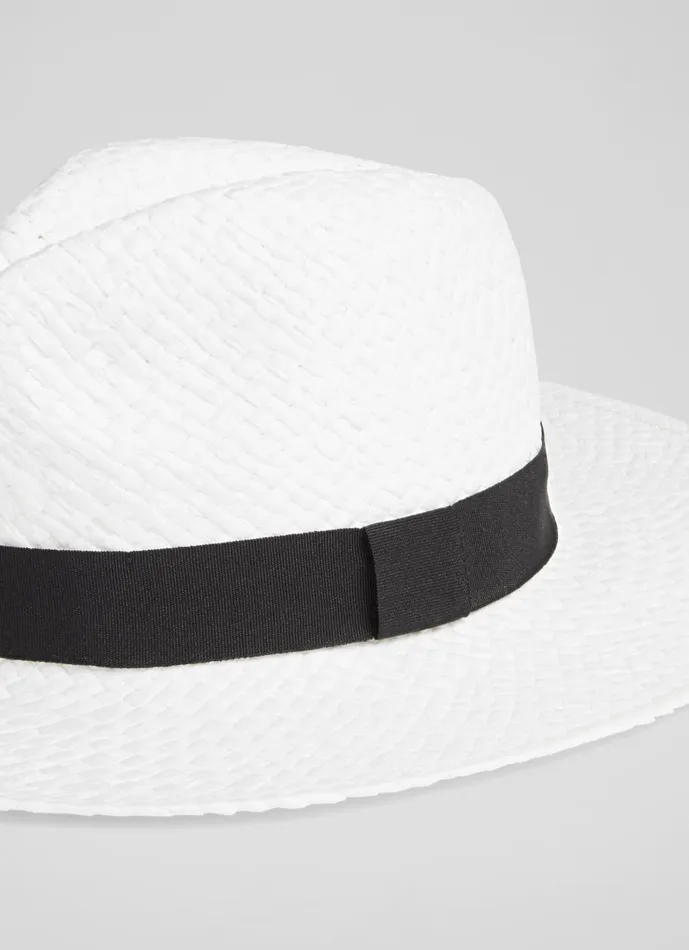 Women Hats and Fascinators LKBennett Cecilia White Raffia Trilby Hat