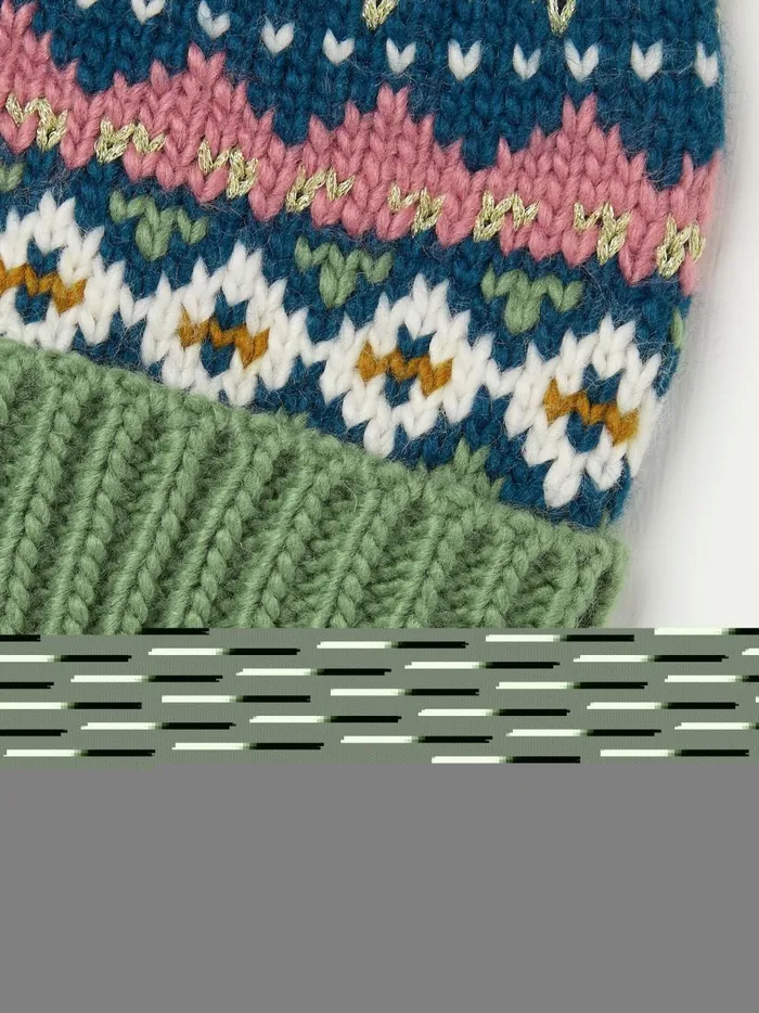 Women Hats Fat Face Green Haze Fairisle Bobble Beanie Women Hats Fat Face Green Haze Fairisle Bobble Beanie