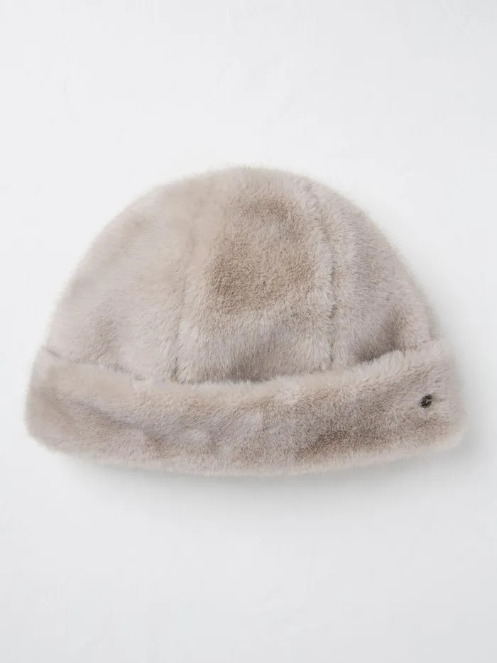 Women Hats Fat Face Natural Faux Fur Beanie