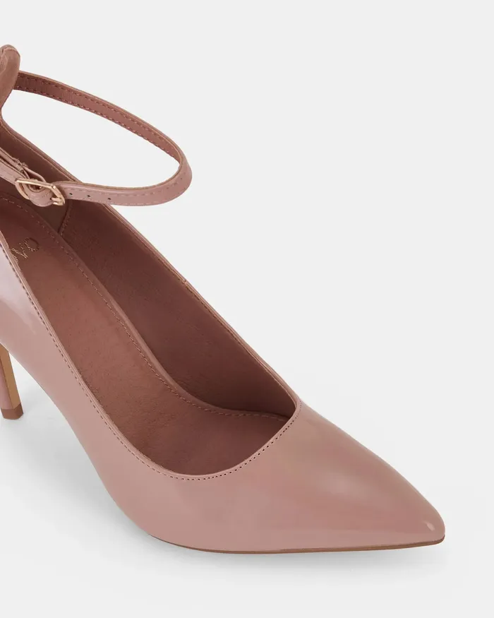 Women IMARI NUDE PATENT Closed Toe Heels Pumps NOVO Shoes