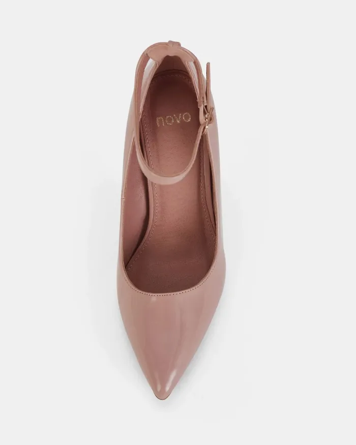 Women IMARI NUDE PATENT Closed Toe Heels Pumps NOVO Shoes