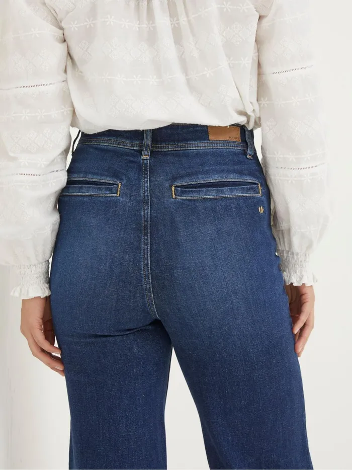 Women Jeans Fat Face Keswick Blue Wide Leg Crop Jeans