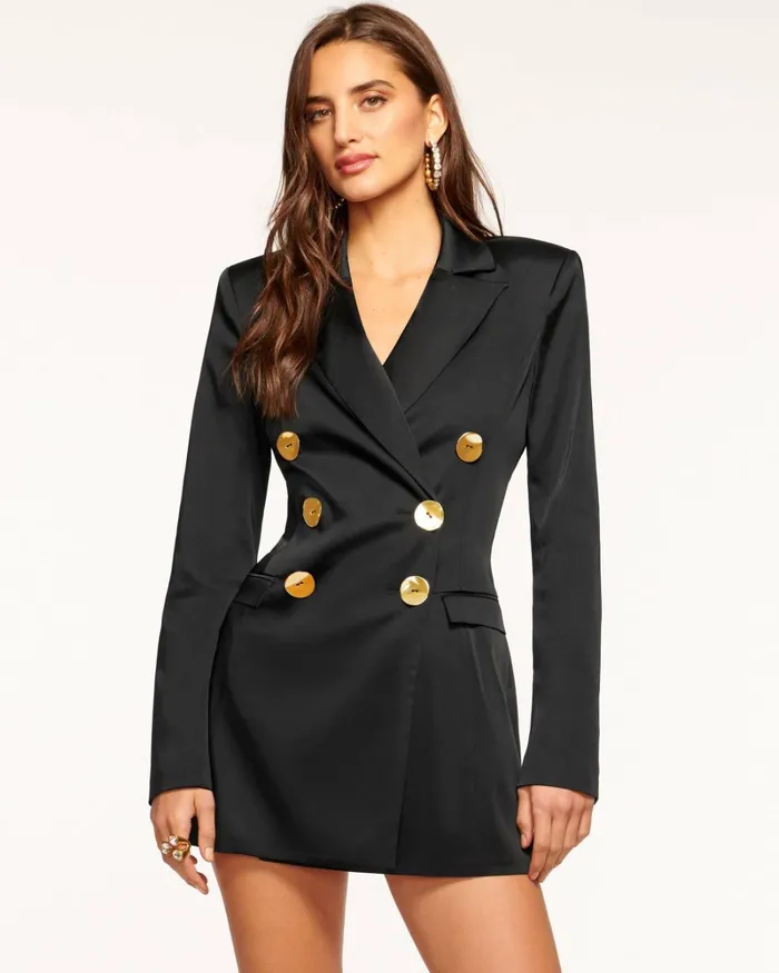 Women Jessica Blazer Long Sleeve Mini Dress Black Ramy Brook Dresses