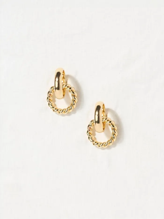 Women Jewellery Fat Face Gold Tone Chain Drop Earrings