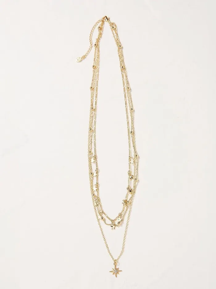 Women Jewellery Fat Face Gold Tone Multi Star Necklace