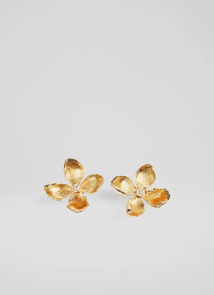 Women Jewellery LKBennett Posie Flower Statement In Gold Earrings