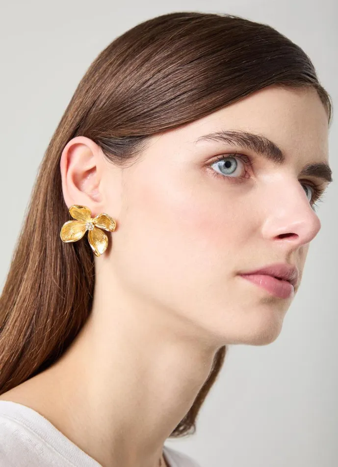 Women Jewellery LKBennett Posie Flower Statement In Gold Earrings Women Jewellery LKBennett Posie Flower Statement In Gold Earrings