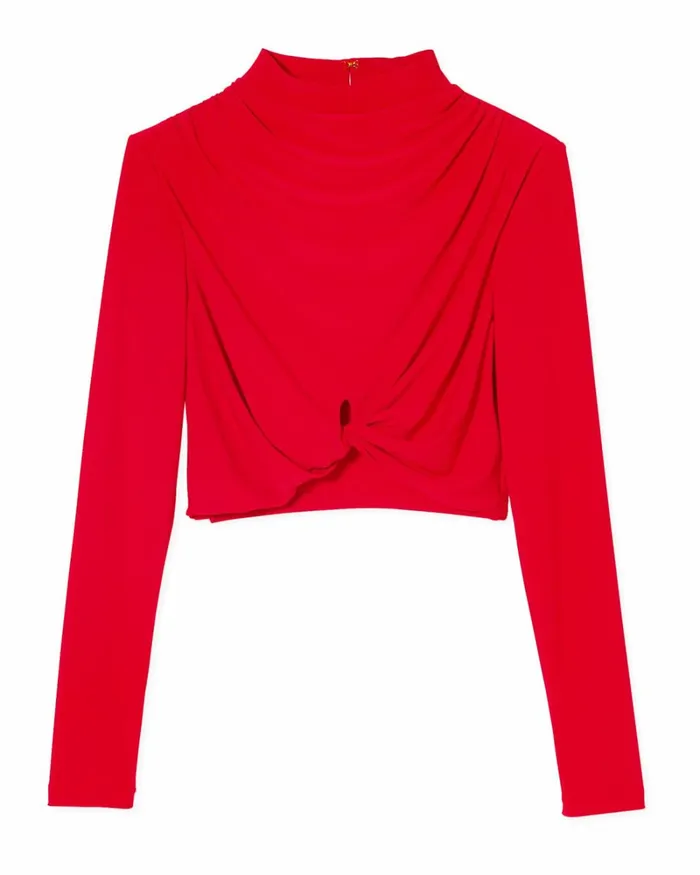 Women Jolie Cropped Long Sleeve Top Soiree Red Ramy Brook Tops Women Jolie Cropped Long Sleeve Top Soiree Red Ramy Brook Tops