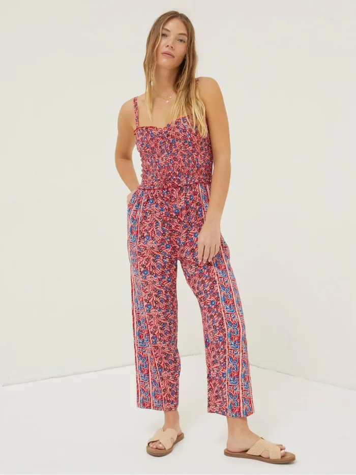 Women Jumpsuits and Playsuits Fat Face Red Natalie Meadow Jumpsuit
