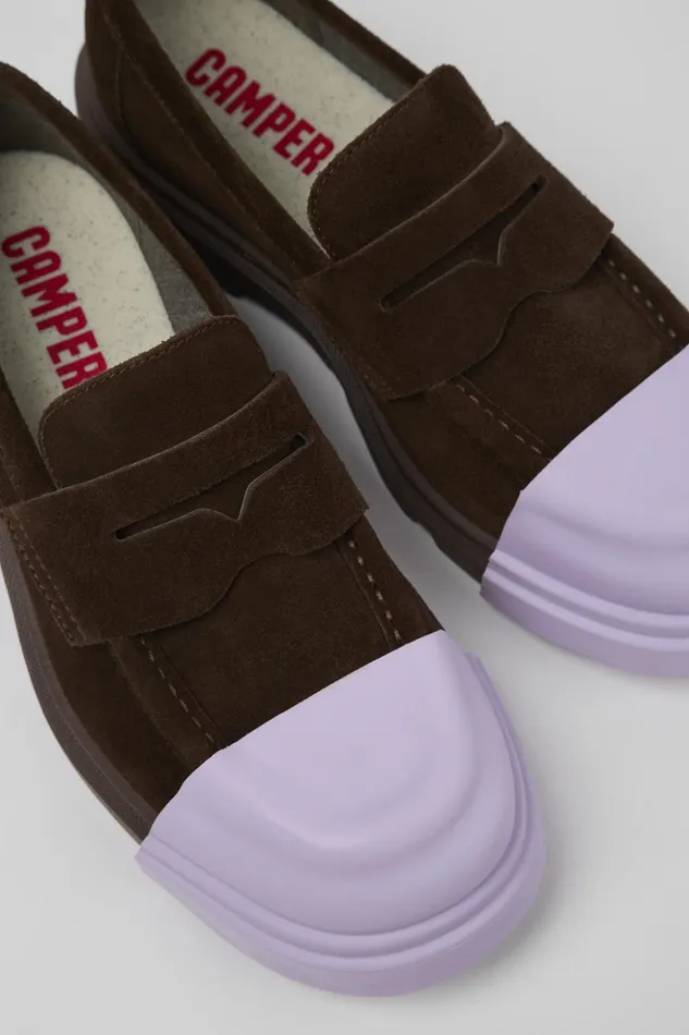 Women Junction Brown Nubuck Loafers Camper Formal Shoes