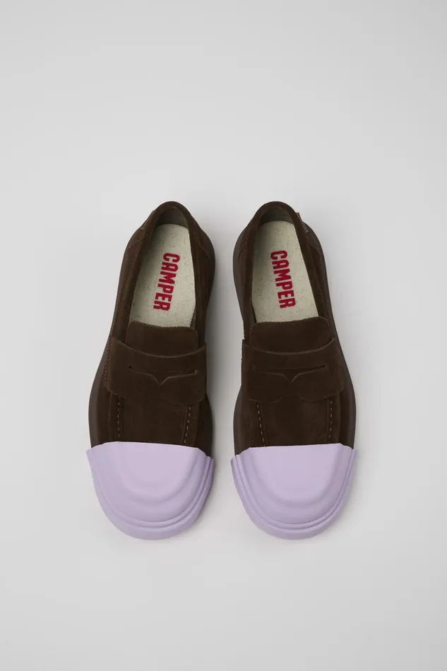 Women Junction Brown Nubuck Loafers Camper Formal Shoes Women Junction Brown Nubuck Loafers Camper Formal Shoes