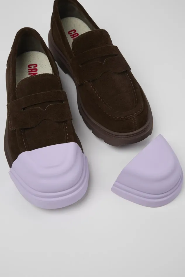 Women Junction Brown Nubuck Loafers Camper Formal Shoes Women Junction Brown Nubuck Loafers Camper Formal Shoes