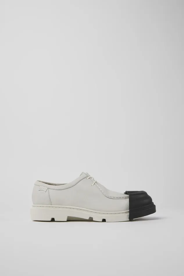 Women Junction White Nondyed Leather Shoes Camper Flat Shoes Women Junction White Nondyed Leather Shoes Camper Flat Shoes