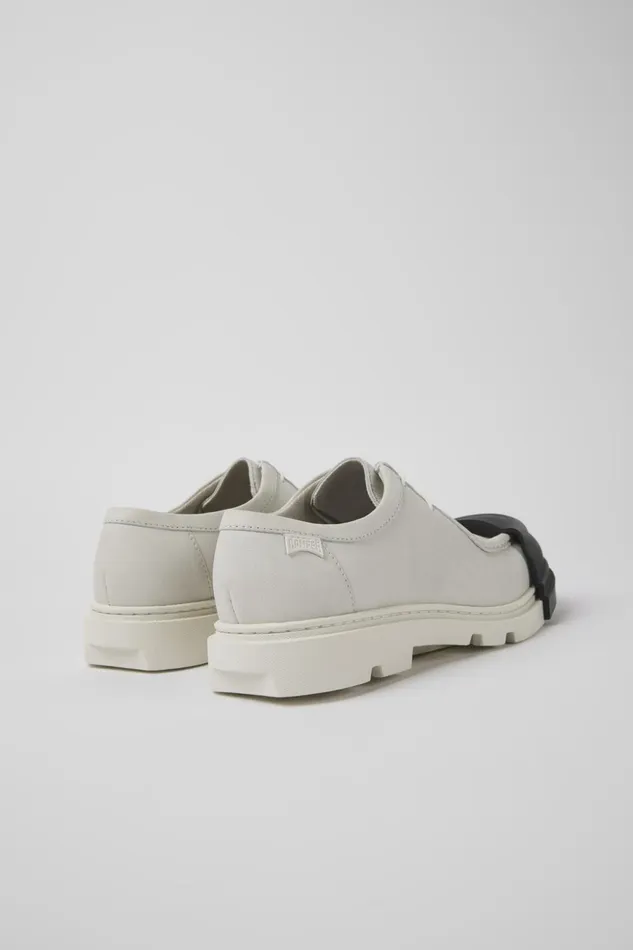 Women Junction White Nondyed Leather Shoes Camper Flat Shoes Women Junction White Nondyed Leather Shoes Camper Flat Shoes