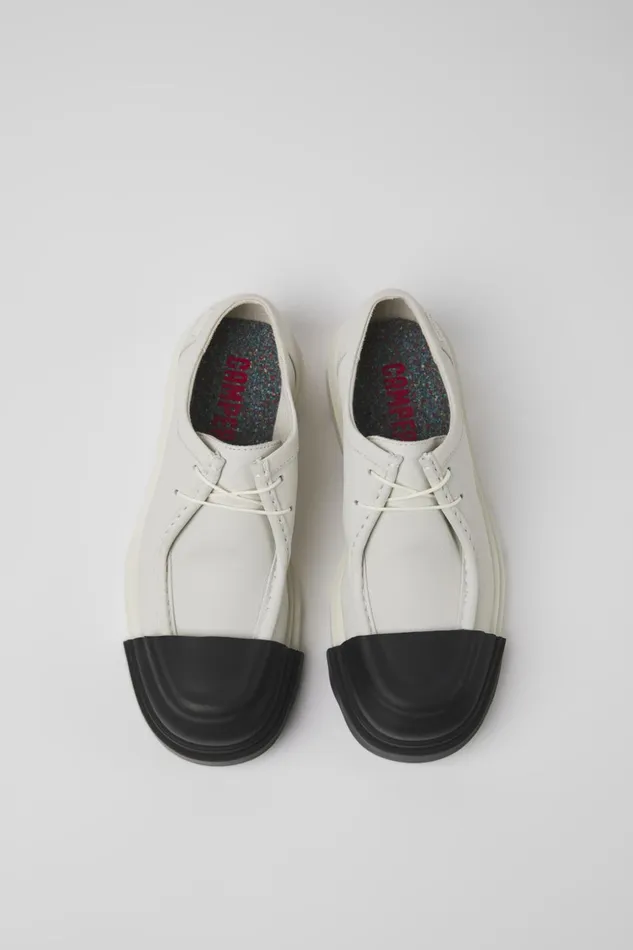 Women Junction White Nondyed Leather Shoes Camper Flat Shoes Women Junction White Nondyed Leather Shoes Camper Flat Shoes