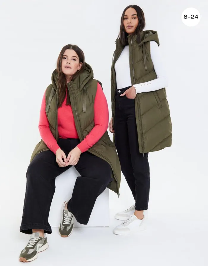 Women Khaki Longline Padded Gilet Threadbare Jackets Women Khaki Longline Padded Gilet Threadbare Jackets