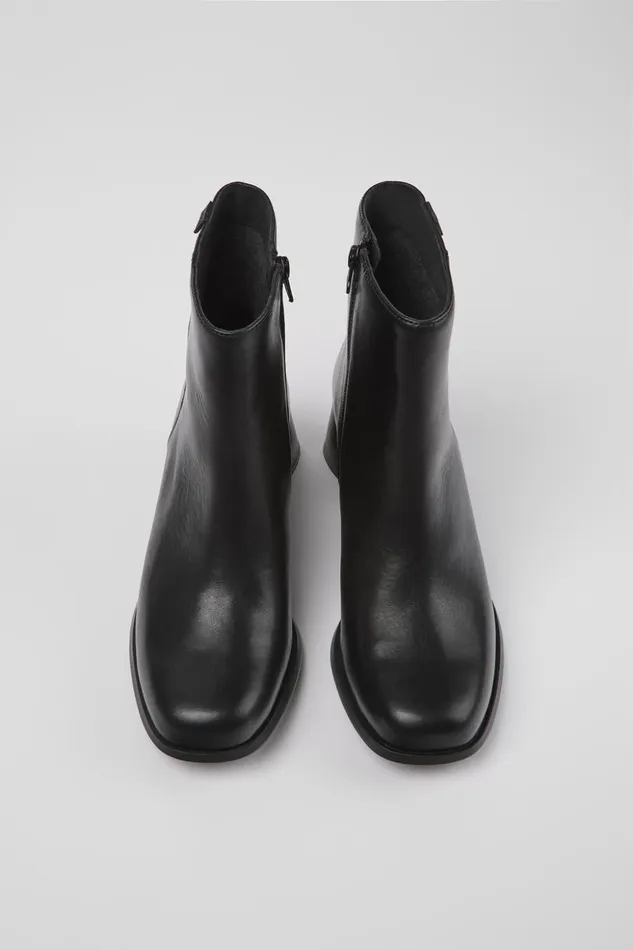 Women Kiara Black Leather Boots Camper Ankle Boots Women Kiara Black Leather Boots Camper Ankle Boots