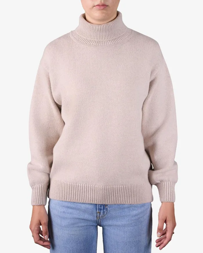 Women Knit Sweaters Colorful Standard Merino Wool Turtleneck Warm Taupe