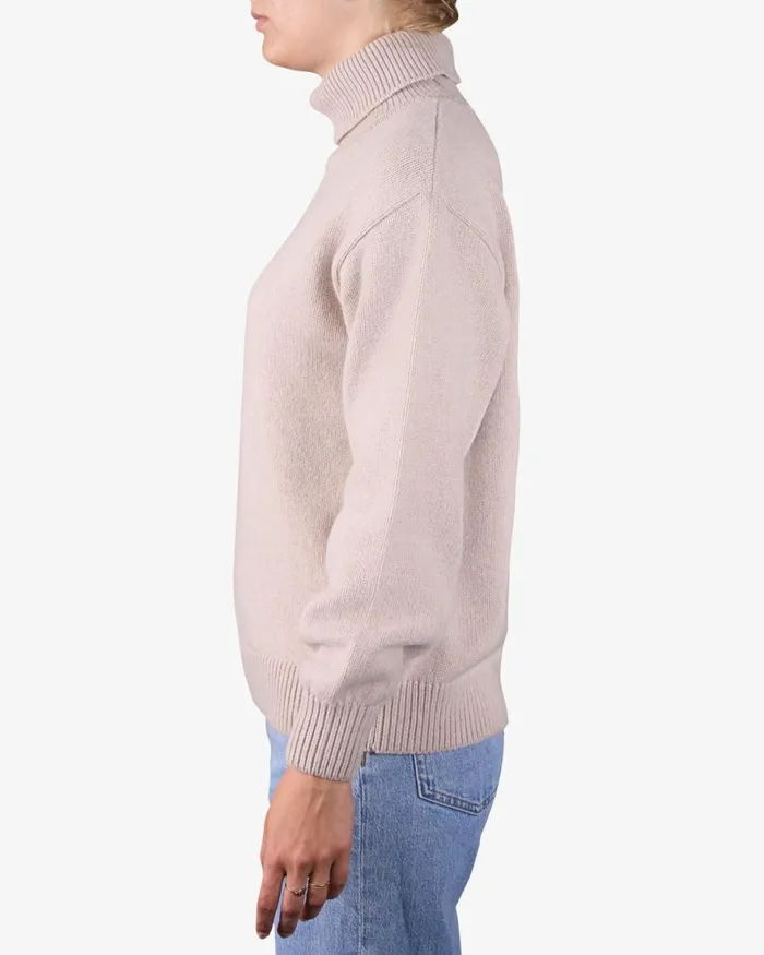 Women Knit Sweaters Colorful Standard Merino Wool Turtleneck Warm Taupe