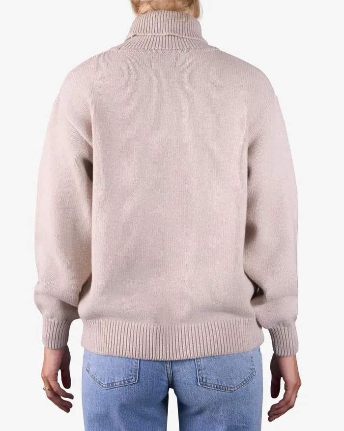 Women Knit Sweaters Colorful Standard Merino Wool Turtleneck Warm Taupe