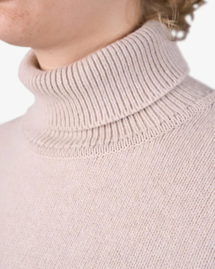 Women Knit Sweaters Colorful Standard Merino Wool Turtleneck Warm Taupe