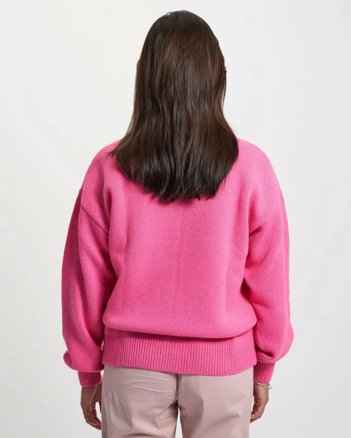 Women Knit Sweaters Colorful Standard Oversized Merino Wool Crew Magenta Blaze