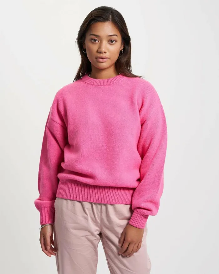 Women Knit Sweaters Colorful Standard Oversized Merino Wool Crew Marine Blue