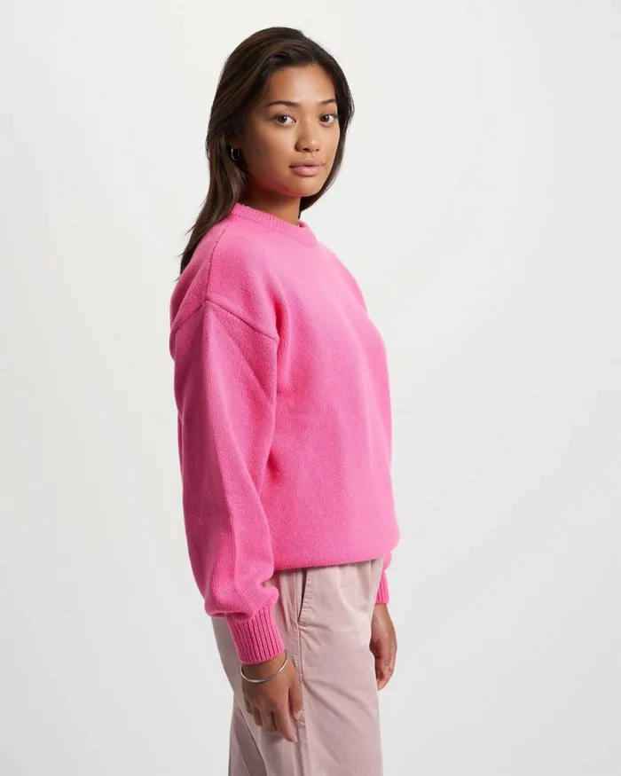 Women Knit Sweaters Colorful Standard Oversized Merino Wool Crew Marine Blue
