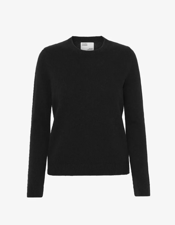 Women Knit Sweaters Colorful Standard Women Classic Merino Wool Crew Deep Black Women Knit Sweaters Colorful Standard Women Classic Merino Wool Crew Deep Black