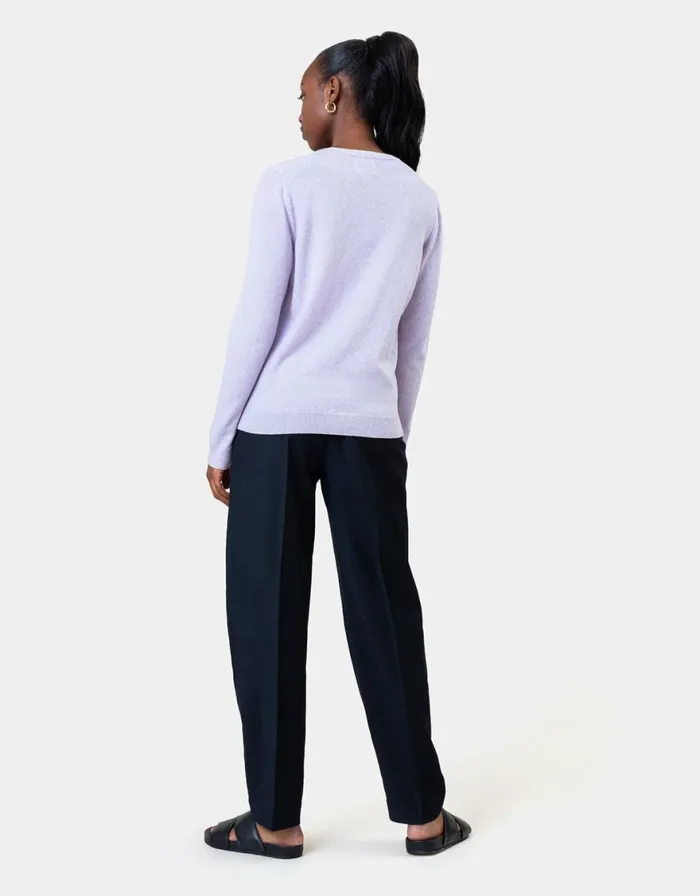 Women Knit Sweaters Colorful Standard Women Light Merino Wool Crew Navy Blue