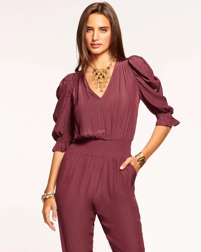 Women Kylie Short Sleeve Jumpsuit Cabernet Ramy Brook Dresses