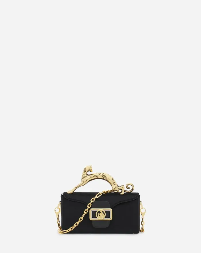 Women Lanvin Crossbody Bags and Shoulder Bags Nano Pencil Cat Bag In Velvet Black