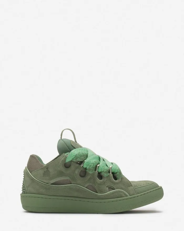 Women Lanvin Curb Curb Leather Sneakers Vert De Gris