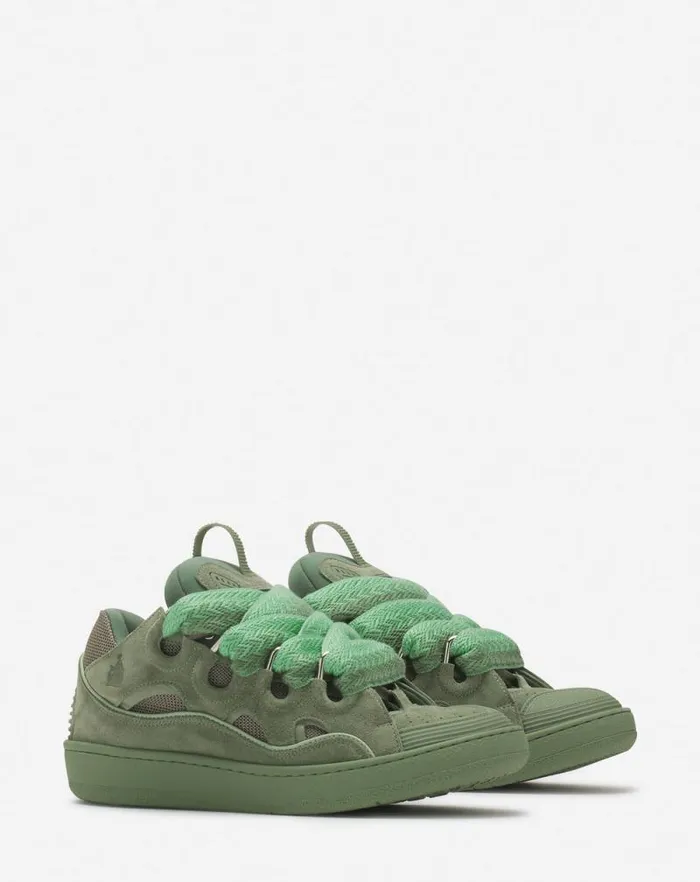 Women Lanvin Curb Curb Leather Sneakers Vert De Gris Women Lanvin Curb Curb Leather Sneakers Vert De Gris
