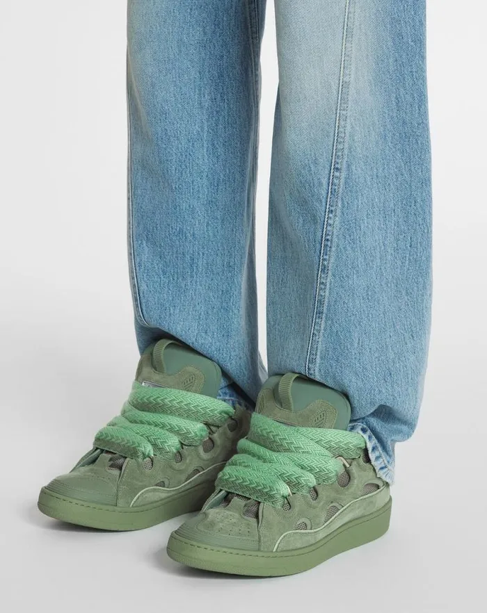 Women Lanvin Curb Curb Leather Sneakers Vert De Gris Women Lanvin Curb Curb Leather Sneakers Vert De Gris