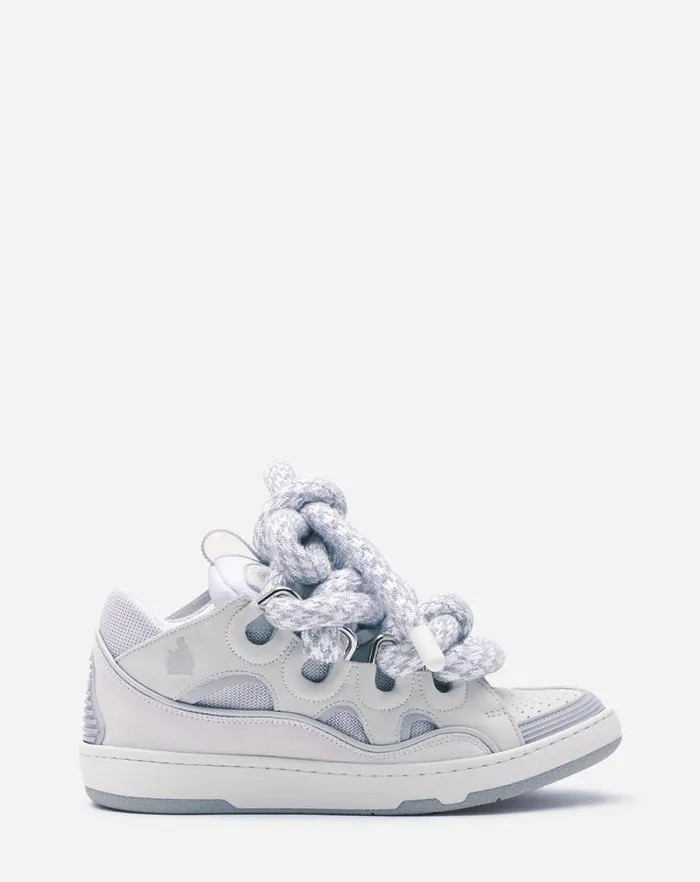 Women Lanvin Curb Curb Sneakers In Leather With Snake Laces White