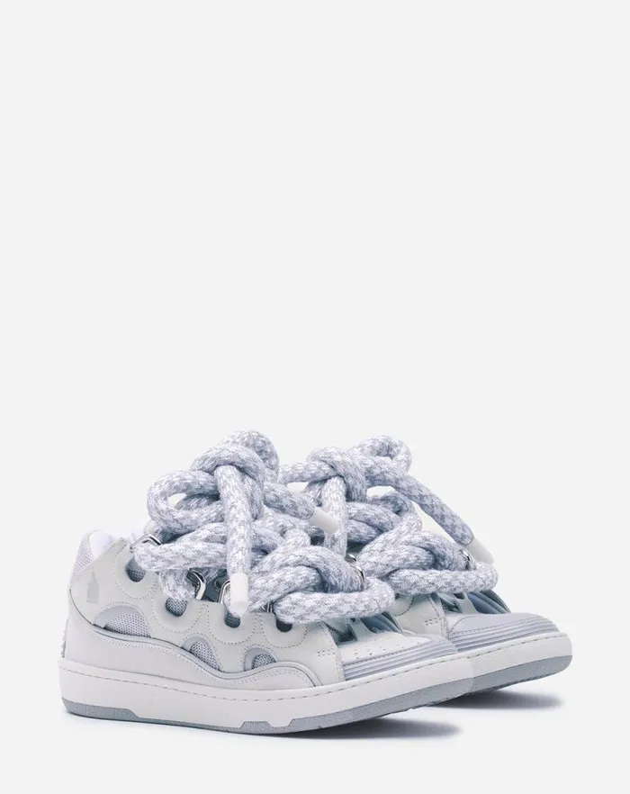 Women Lanvin Curb Curb Sneakers In Leather With Snake Laces White Women Lanvin Curb Curb Sneakers In Leather With Snake Laces White