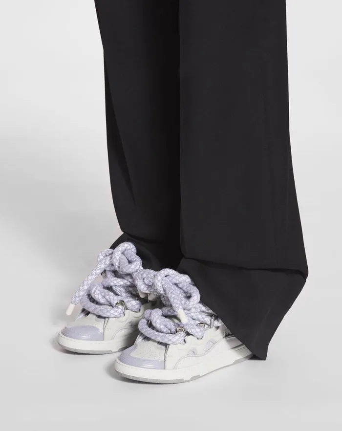 Women Lanvin Curb Curb Sneakers In Leather With Snake Laces White Women Lanvin Curb Curb Sneakers In Leather With Snake Laces White
