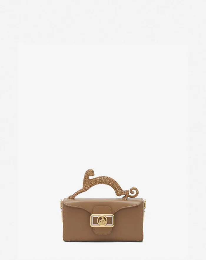 Women Lanvin Pencil Nano Pencil Cat Bag In Leather And Rhinestone Desert