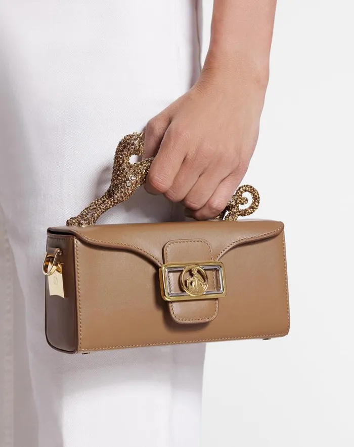 Women Lanvin Pencil Nano Pencil Cat Bag In Leather And Rhinestone Desert Women Lanvin Pencil Nano Pencil Cat Bag In Leather And Rhinestone Desert