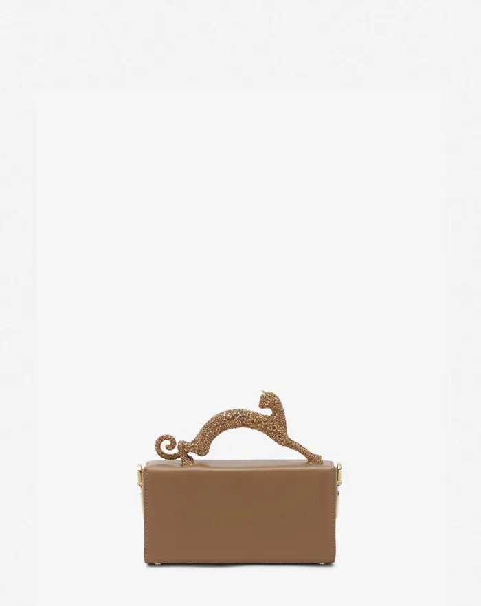 Women Lanvin Pencil Nano Pencil Cat Bag In Leather And Rhinestone Desert Women Lanvin Pencil Nano Pencil Cat Bag In Leather And Rhinestone Desert