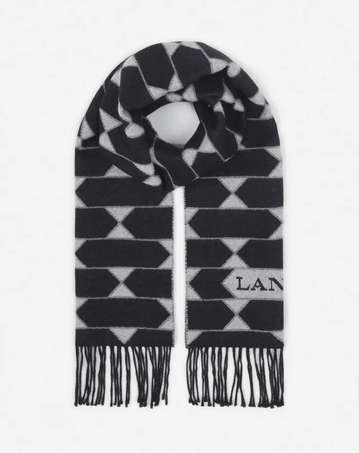 Women Lanvin Silks and Scarves Twotone Wool Scarf Blackwhite