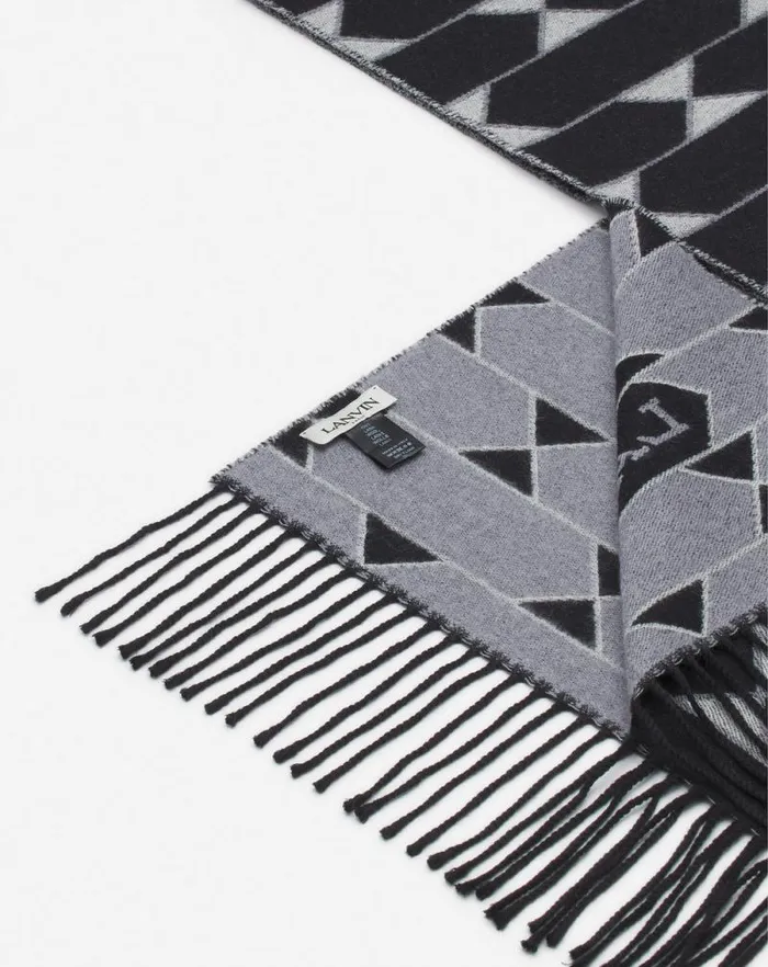 Women Lanvin Silks and Scarves Twotone Wool Scarf Blackwhite