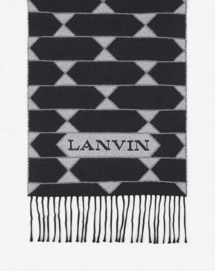 Women Lanvin Silks and Scarves Twotone Wool Scarf Blackwhite