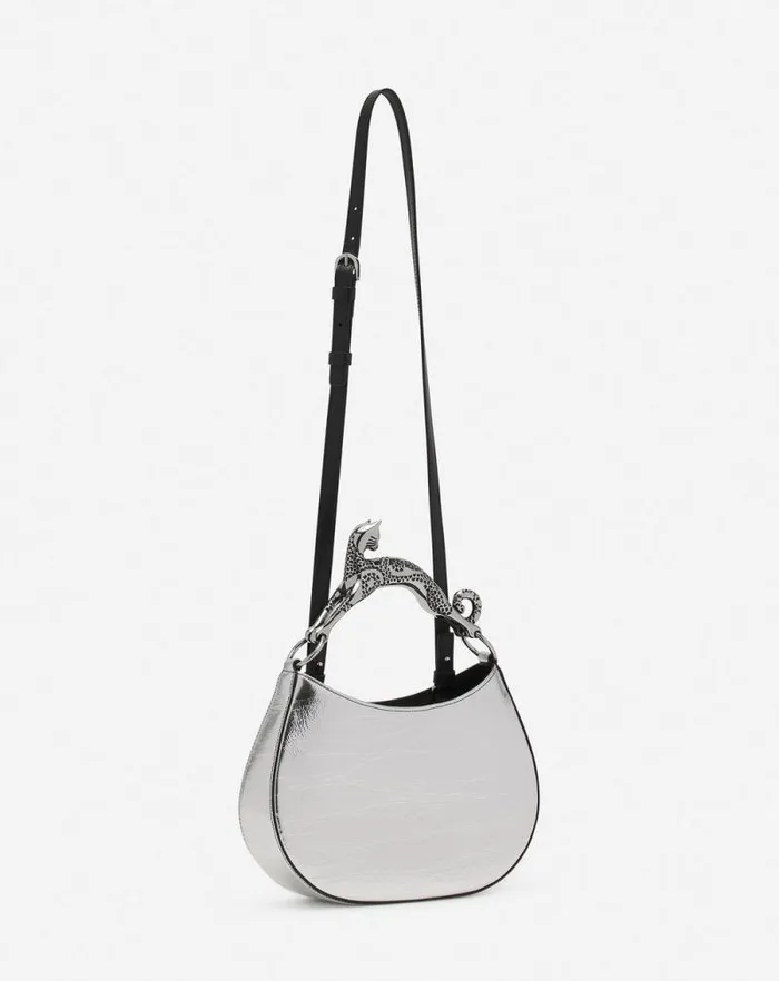 Women Lanvin Tote Bags and Top Handle Bags Hobo Cat Bag In Metallic Leather Silver Women Lanvin Tote Bags and Top Handle Bags Hobo Cat Bag In Metallic Leather Silver