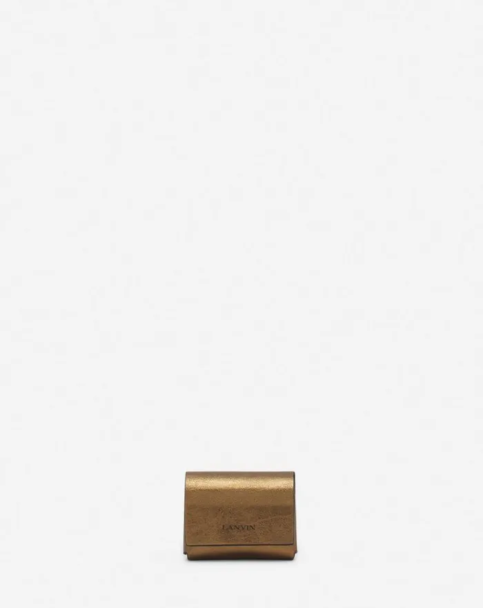 Women Lanvin Wallets and Small Leather Goods Lanvin Signature Case For Airpods Pro In Metallic Grained Leather Bronze Women Lanvin Wallets and Small Leather Goods Lanvin Signature Case For Airpods Pro In Metallic Grained Leather Bronze