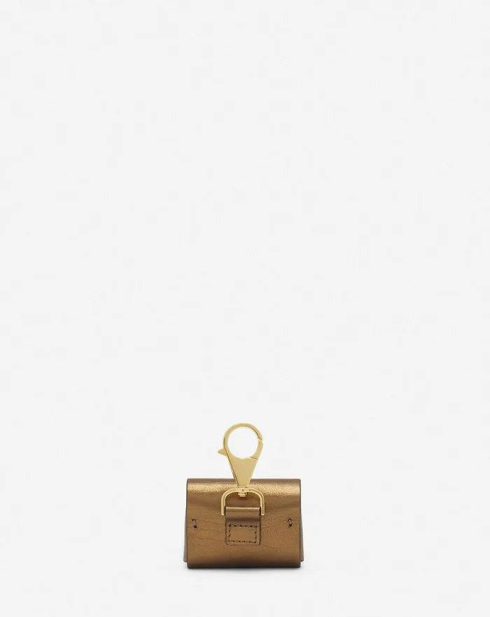 Women Lanvin Wallets and Small Leather Goods Lanvin Signature Case For Airpods Pro In Metallic Grained Leather Bronze Women Lanvin Wallets and Small Leather Goods Lanvin Signature Case For Airpods Pro In Metallic Grained Leather Bronze