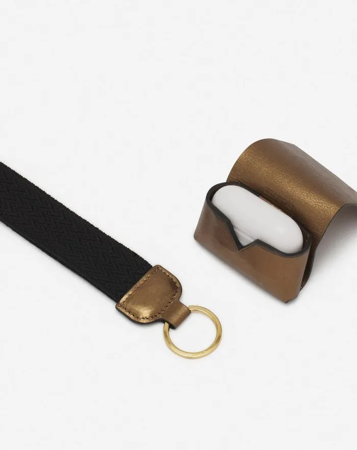 Women Lanvin Wallets and Small Leather Goods Lanvin Signature Case For Airpods Pro In Metallic Grained Leather Bronze Women Lanvin Wallets and Small Leather Goods Lanvin Signature Case For Airpods Pro In Metallic Grained Leather Bronze
